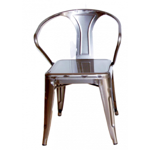Chaise Design gris métal -...